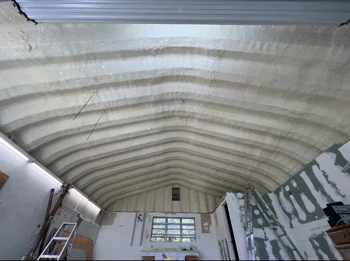 Spray polyurethane foam applied to the underside of a metal roof deck in Cherry Hill